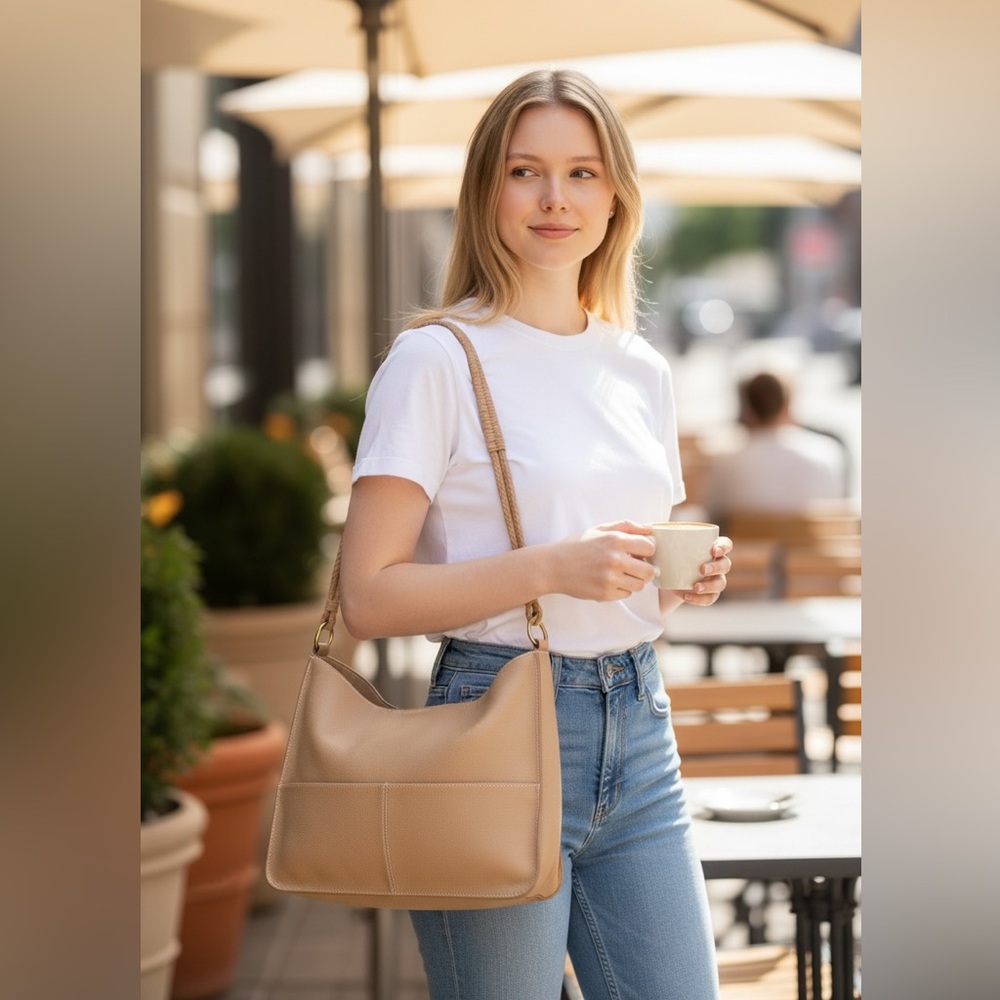 Lucky Tan Leather Shoulder Bag